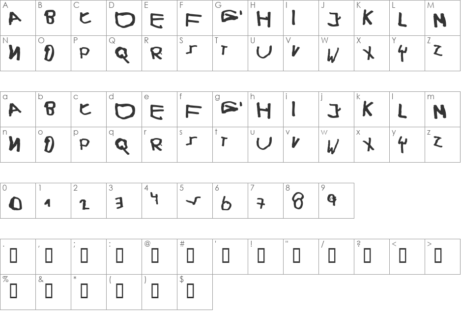 Paul6 font character map preview