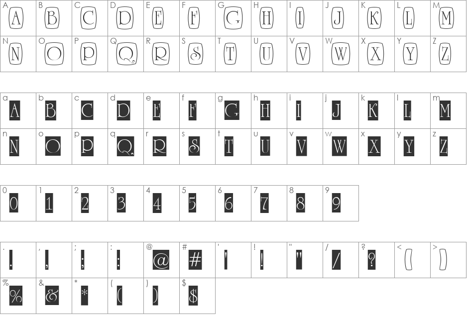 a_RomanusTtlCmD3Cb font character map preview