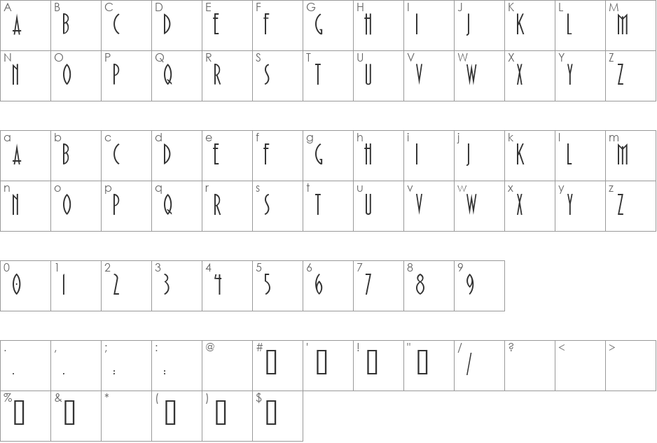 Paulistana Deco font character map preview