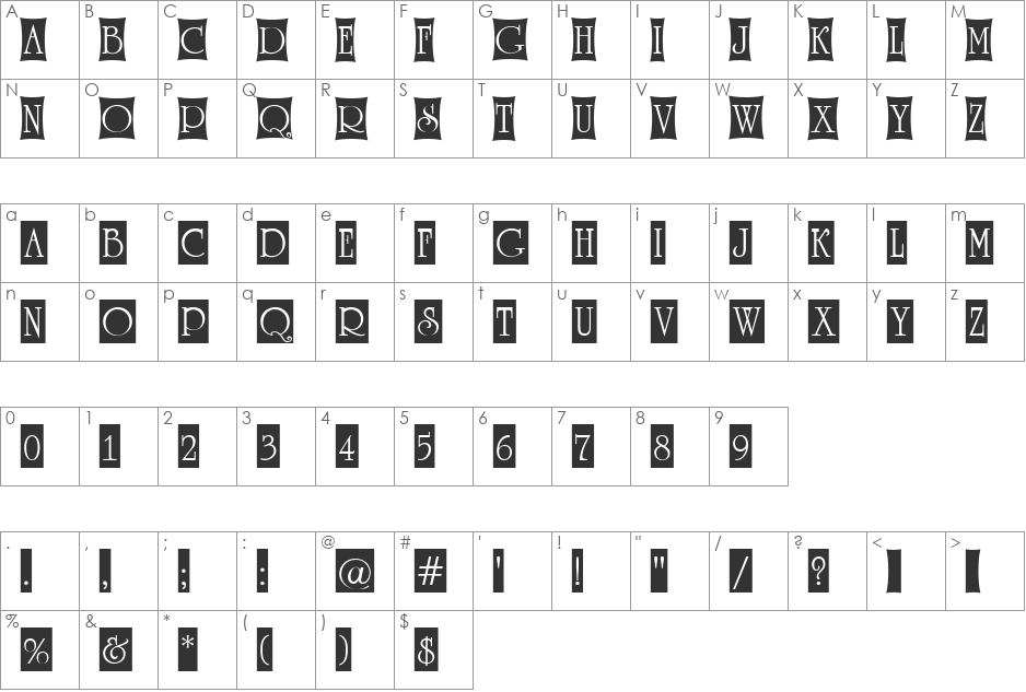 a_RomanusTtlCmD4Cb font character map preview