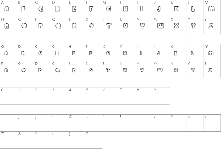 PaulKlein font character map preview