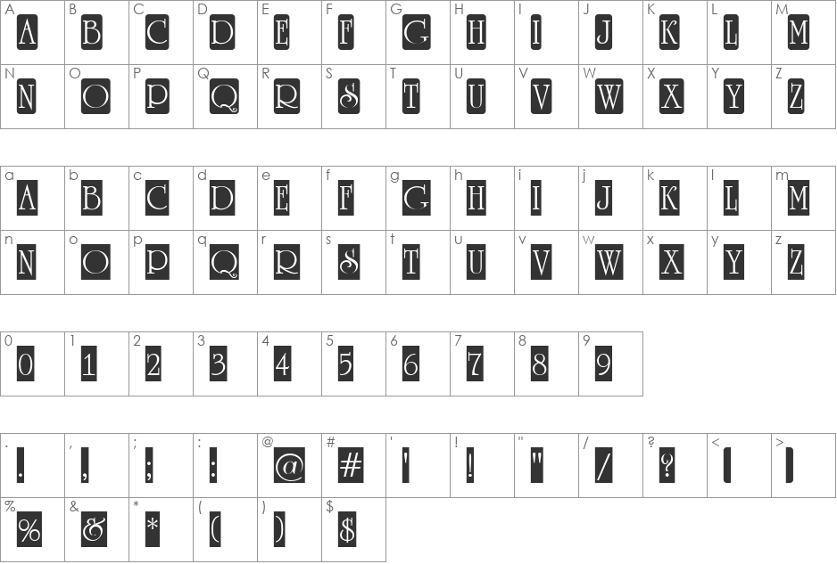 a_RomanusTtlCmD5Cb font character map preview