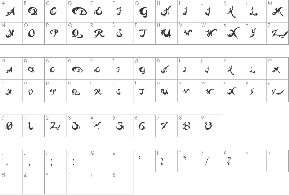 Pauls Weight font character map preview