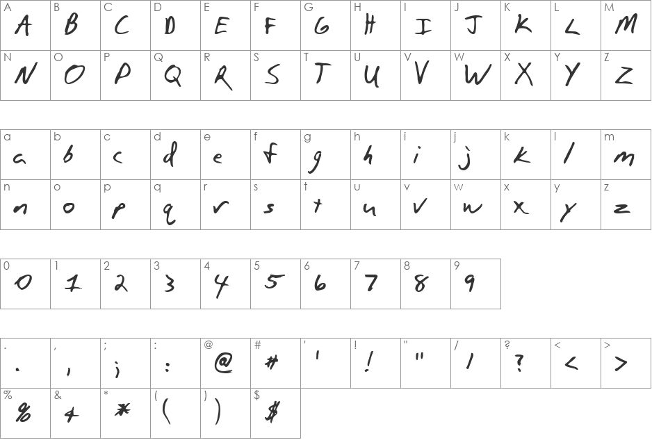 Paulson font character map preview