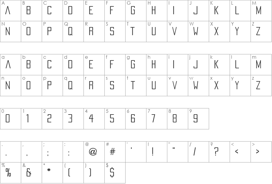 Pax Oceania font character map preview