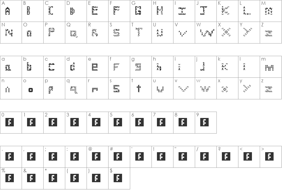 pAxToN font character map preview