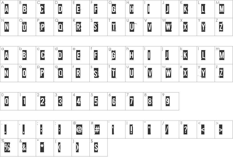 Payday font character map preview