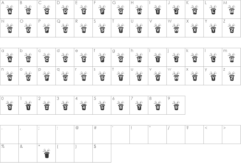 PC Sarkaar font character map preview