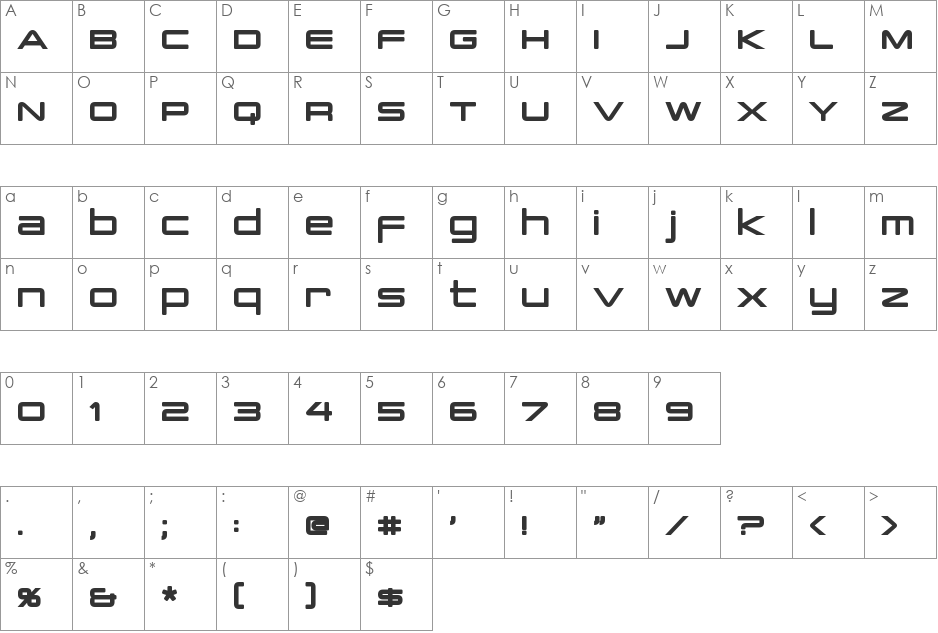 PCap Terminal font character map preview