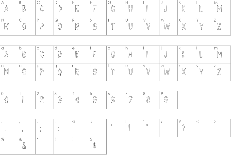 PCCatawanHC font character map preview