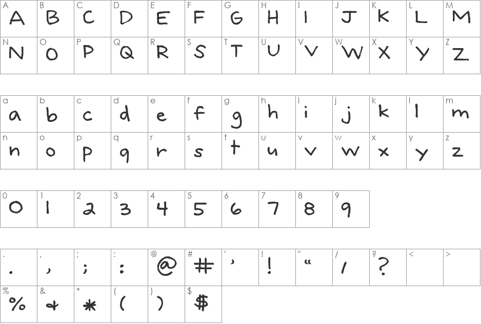 Pea Donna font character map preview