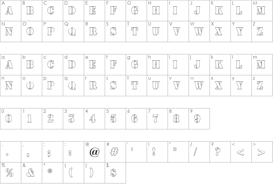 a_SamperOtl font character map preview