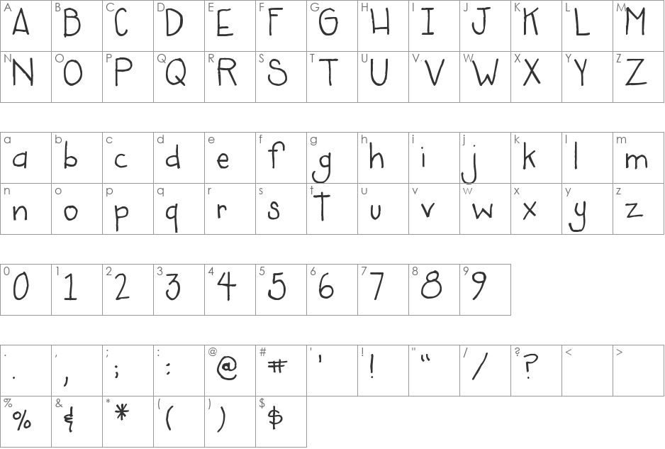 Pea Lis font character map preview