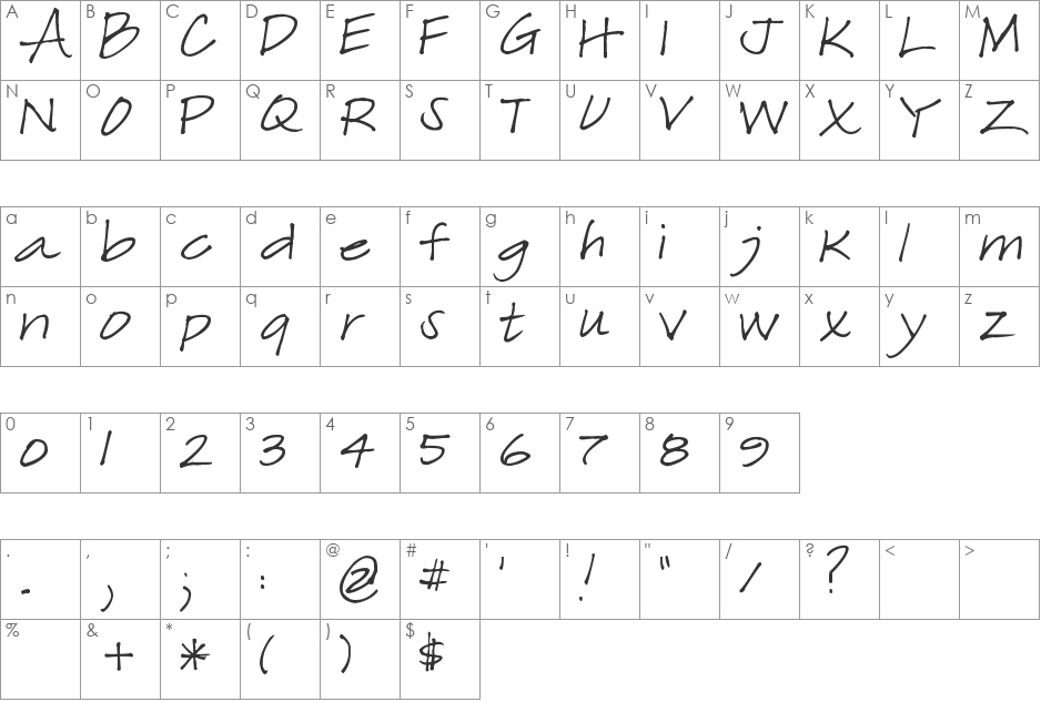 Pea Soniablu font character map preview