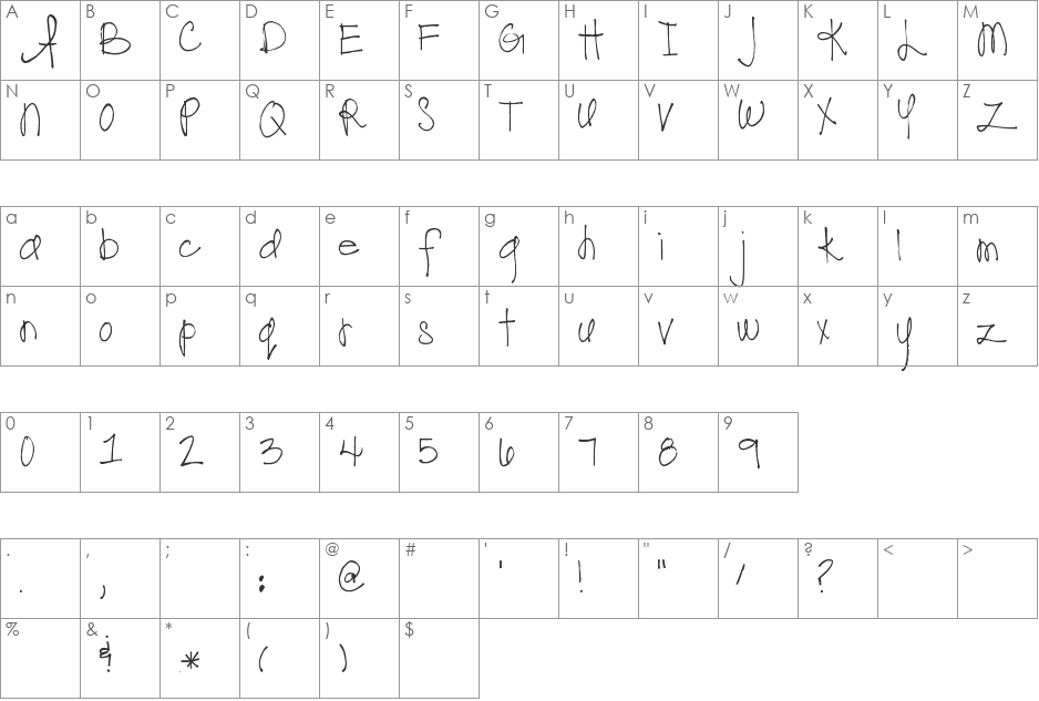 Pea Superamy font character map preview