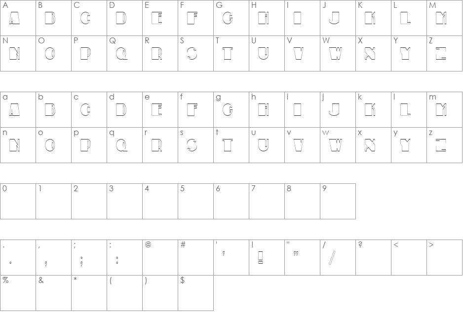 Peace Outline font character map preview