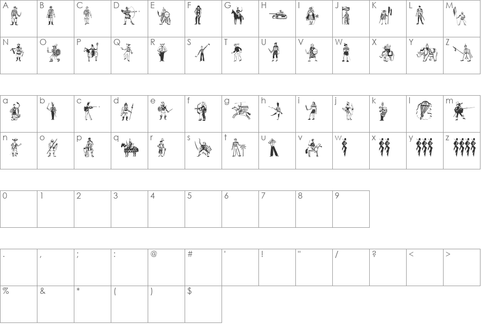 PeaceFightersTwo font character map preview