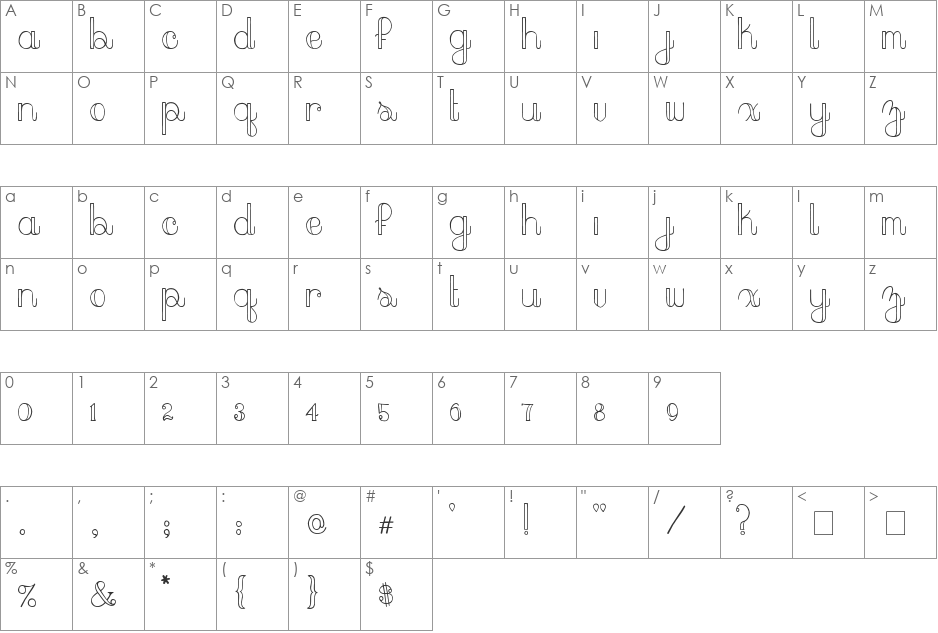 peach sundress ~ font character map preview