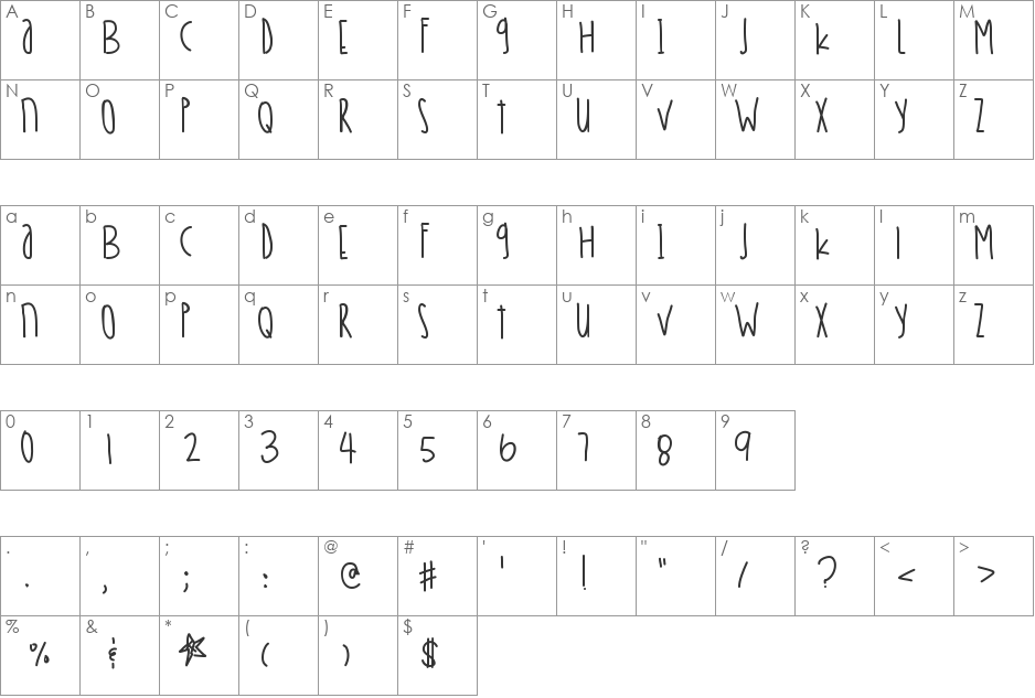 PeachCreamCreamsicles font character map preview