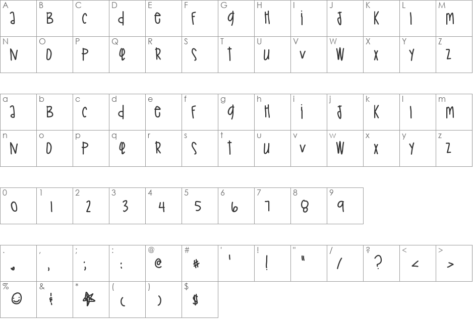PeachJamz font character map preview