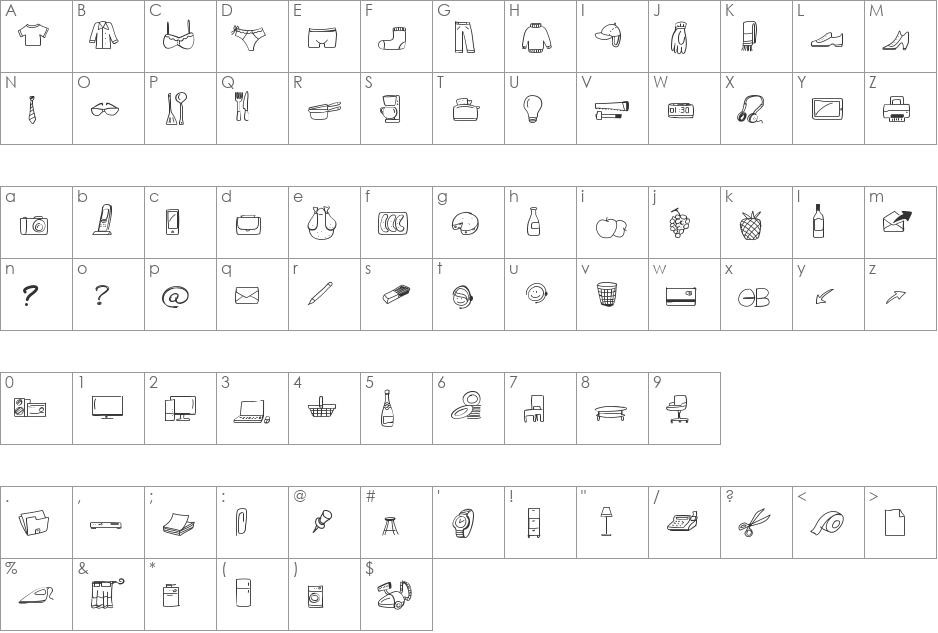 PeaxWebdesignFreeIcons font character map preview