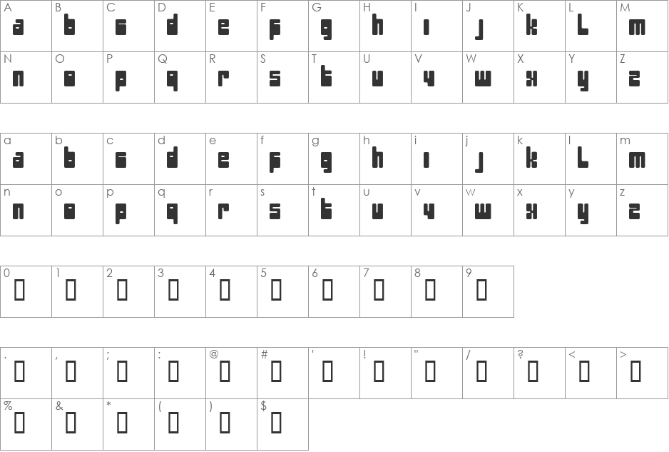 pectopah font character map preview