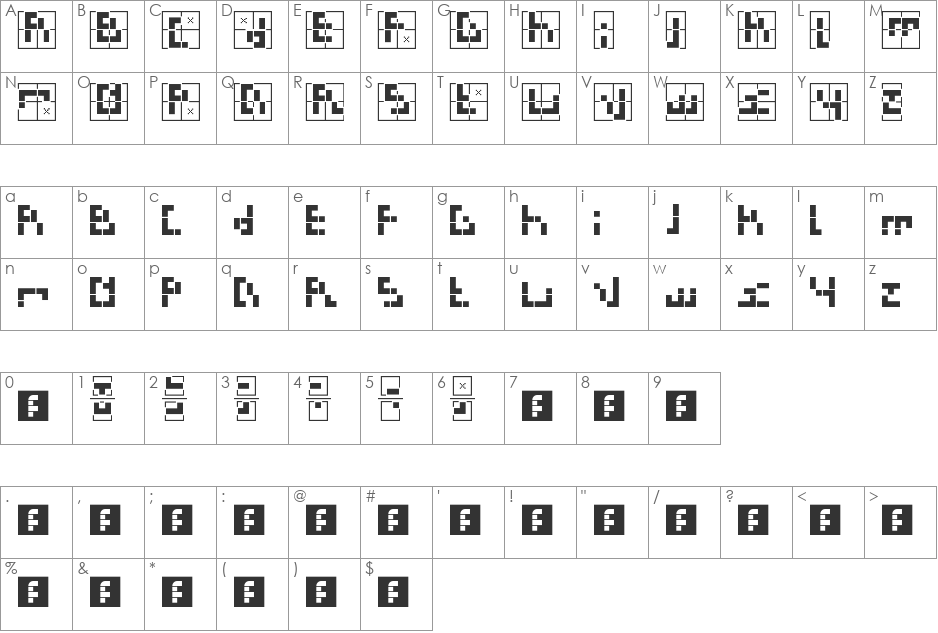 Peecso Font 2.1 font character map preview