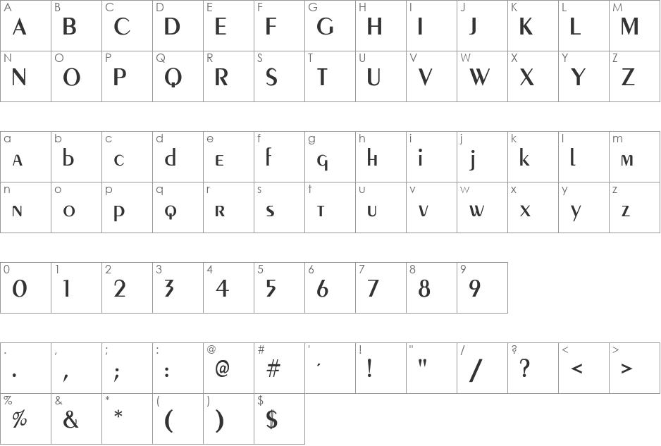 PeigMed-Medium font character map preview