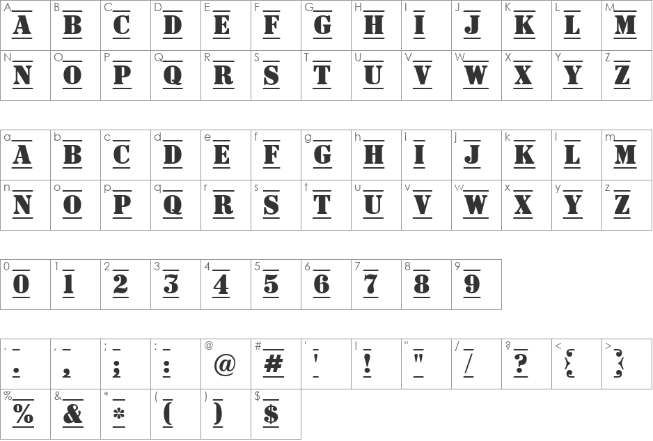 a_SignboardTitulDcFr font character map preview