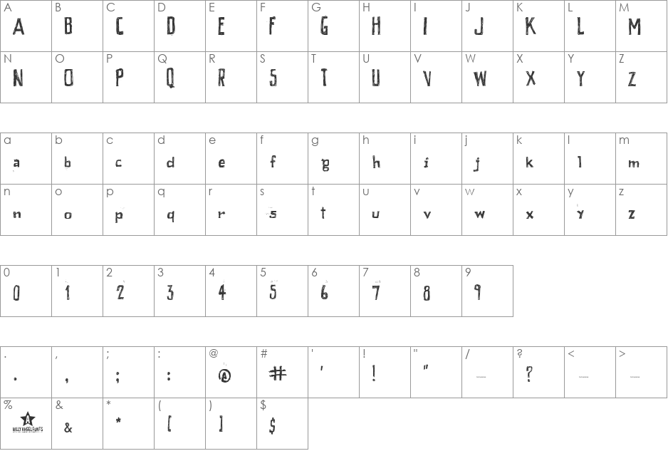 PEIXE FRITO font character map preview