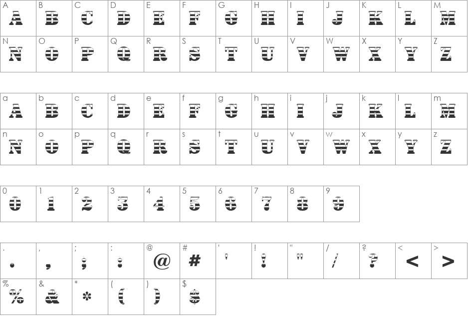 a_SignboardTitulGrd font character map preview