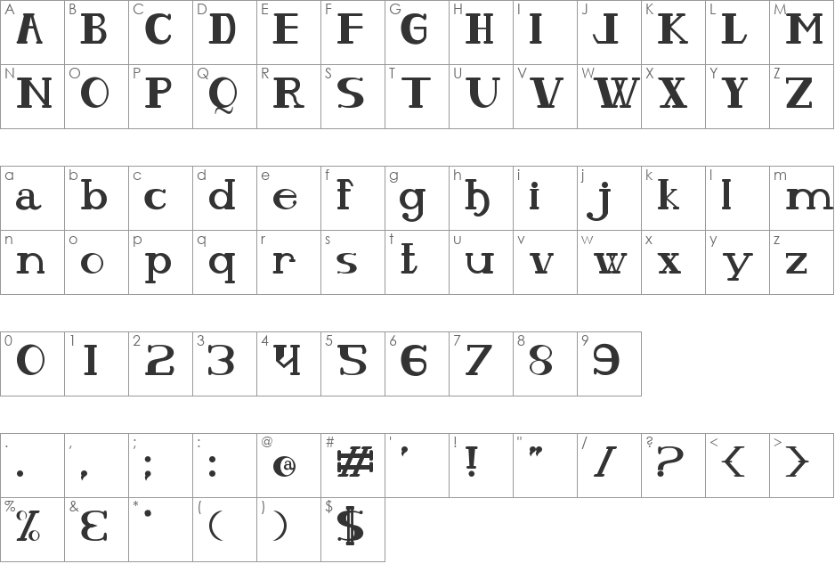 Peixes E Subpeixes font character map preview
