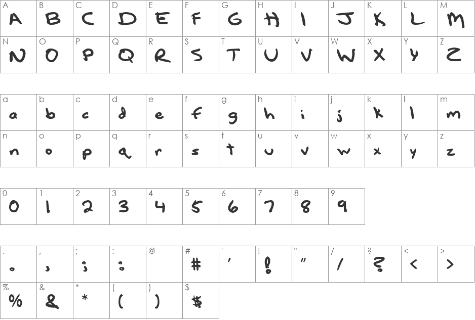 PelhamBold font character map preview