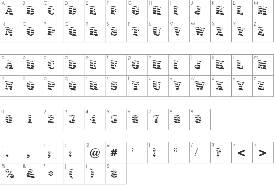 a_SignboardTitulGrdDn font character map preview