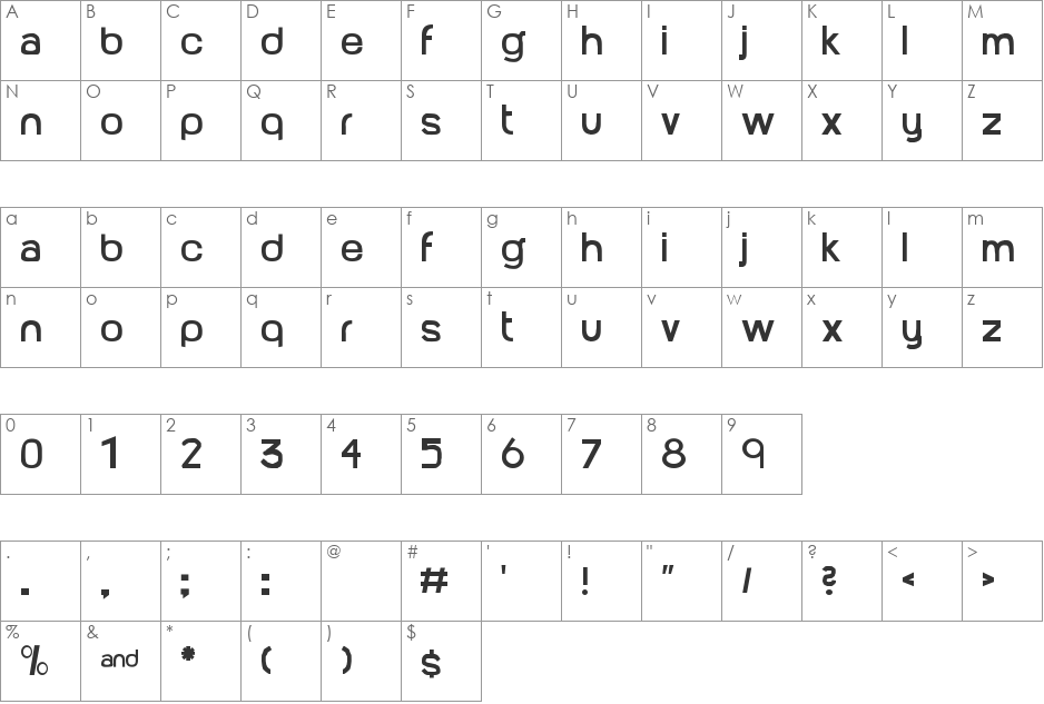 Peltinamitade font character map preview