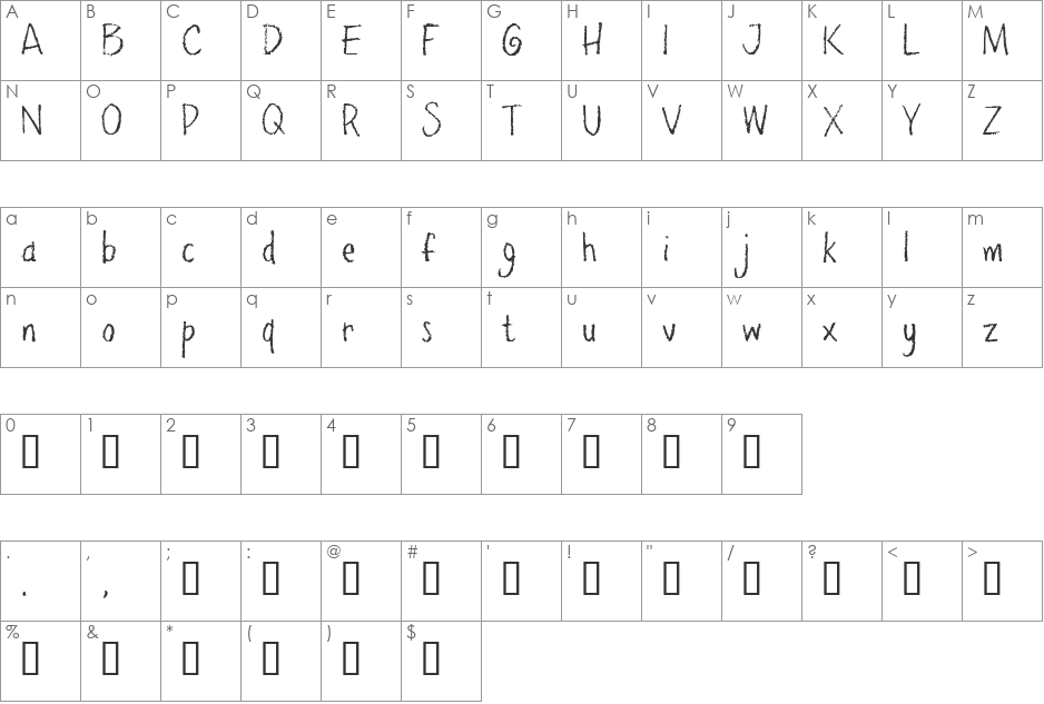pencilPete FONT font character map preview