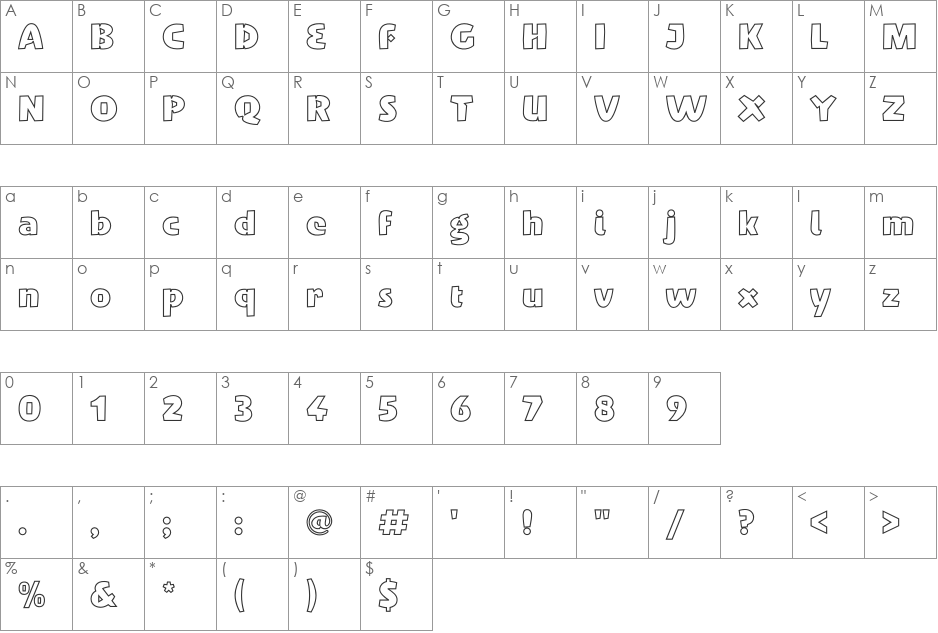 Penguin font character map preview
