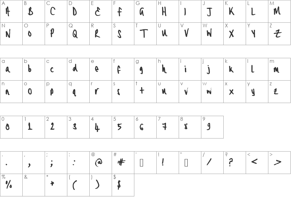Penjay2 font character map preview
