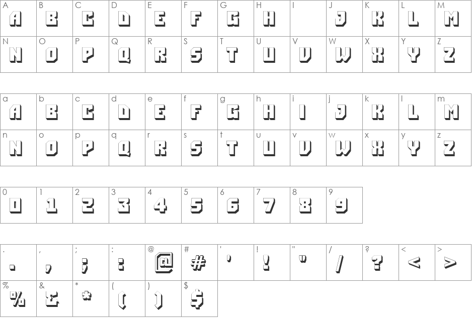 a_Simpler3D font character map preview