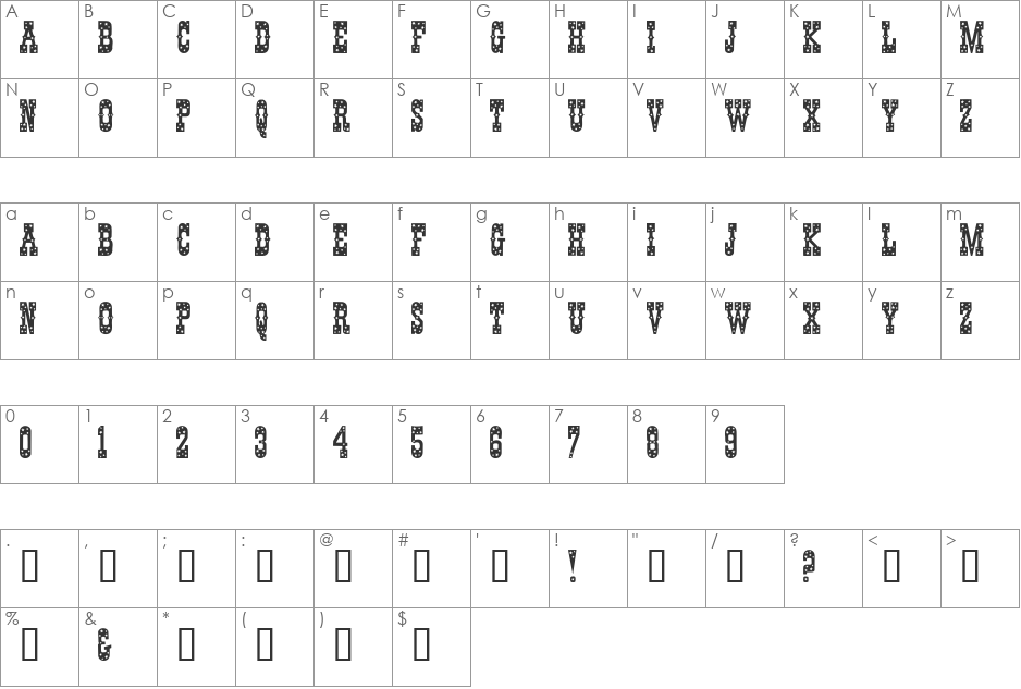 Pentagon font character map preview