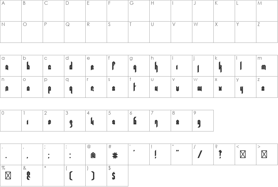 Pentagram font character map preview