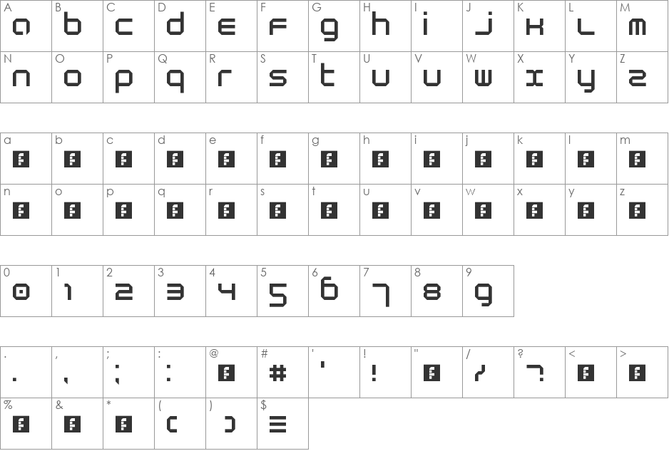 Pentagrid v3 font character map preview