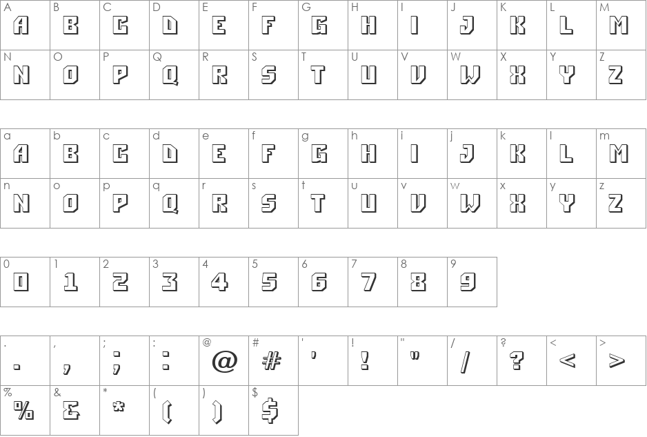 a_Simpler3D font character map preview