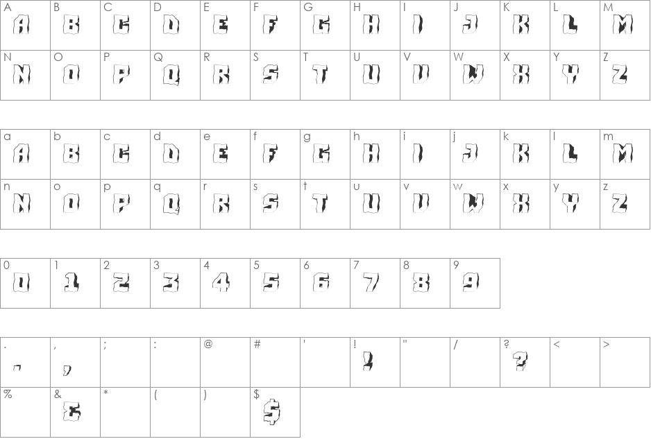 a_Simpler3DBrk font character map preview