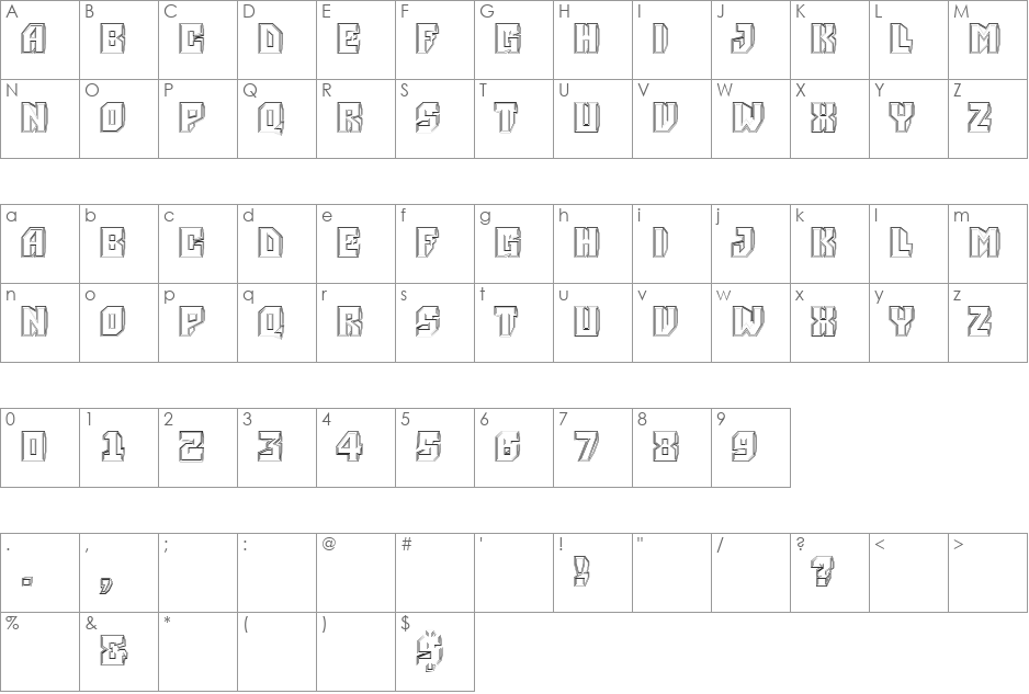 a_Simpler3DGrv font character map preview