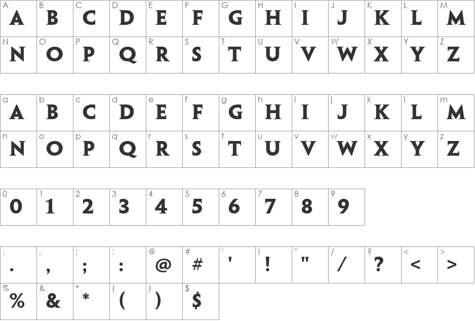 Penumbra Serif Std font character map preview