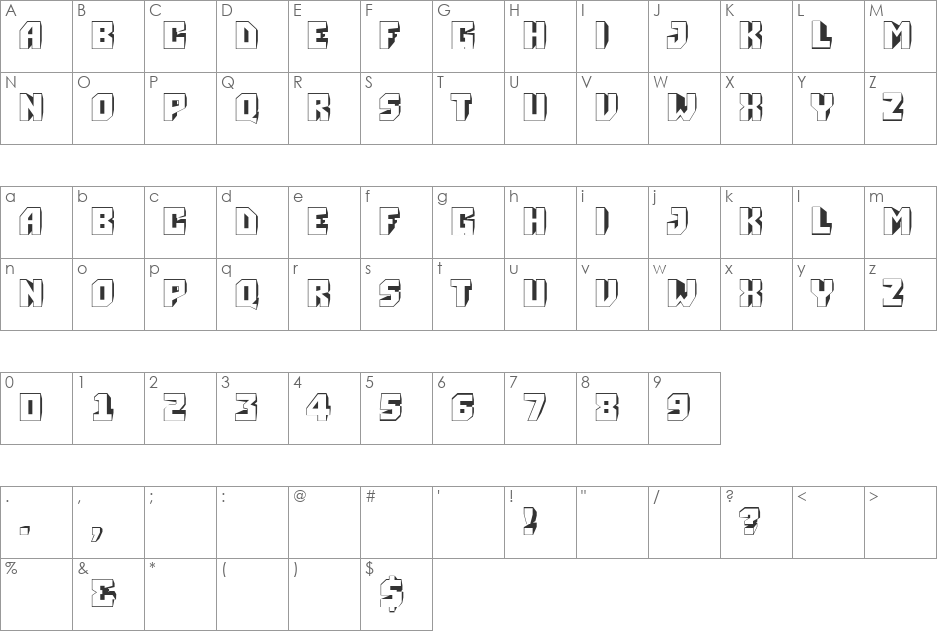 a_Simpler3Dr font character map preview