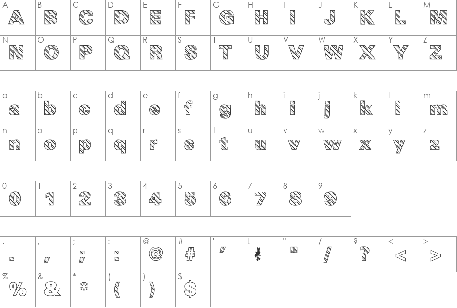 Pep O Mint Normal font character map preview