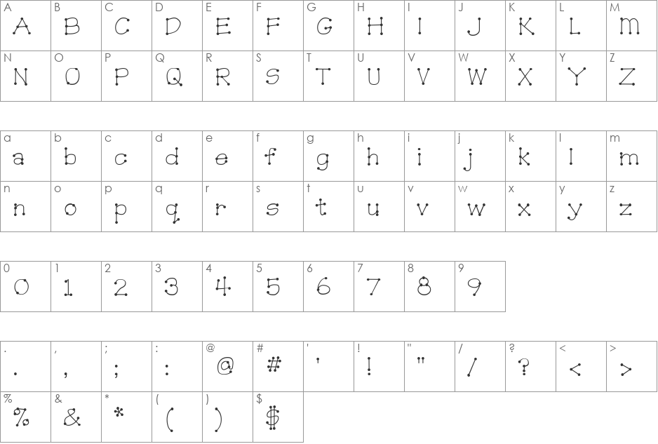 PepClub font character map preview