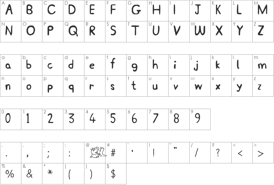 Peppa Pig font character map preview